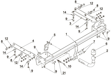 Фаркоп AUTO-HAK E 61 для OPEL ASTRA K